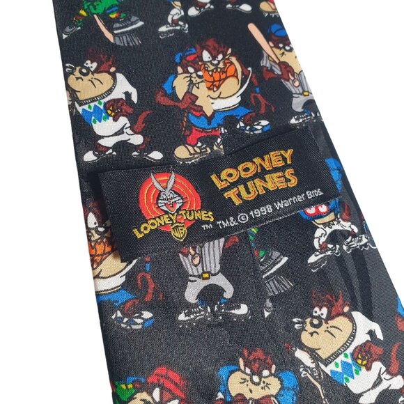 Looney Tunes Tasmanian Devil Sports Theme Necktie Taz Baseball Hockey Football - Picture 4 of 5